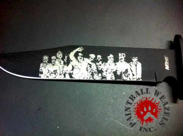 Walking Dead Zombie knife.  Laser Etched